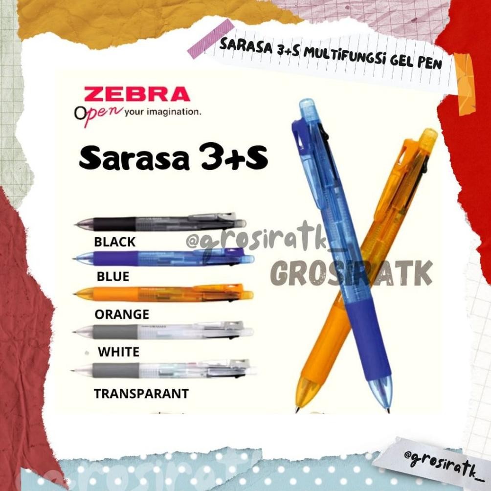 

Zebra Sarasa 3+S Multifungsi Gel Pen / Pulpen Plus Pensil / Pulpen Multifungsi / Pulpen Warna warni / Refill JK DiM