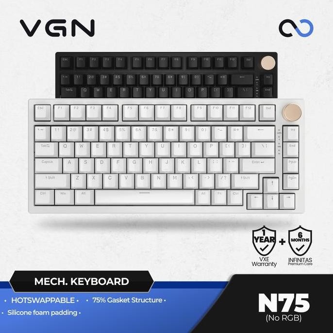 VGN N75 / N-75 NON-RGB Hotswap Gasket Mount 75% Mechanical Keyboard