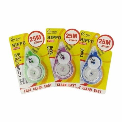 

12 BUAH CORRECTION TAPE NDM 25 METER HIPPO DiM