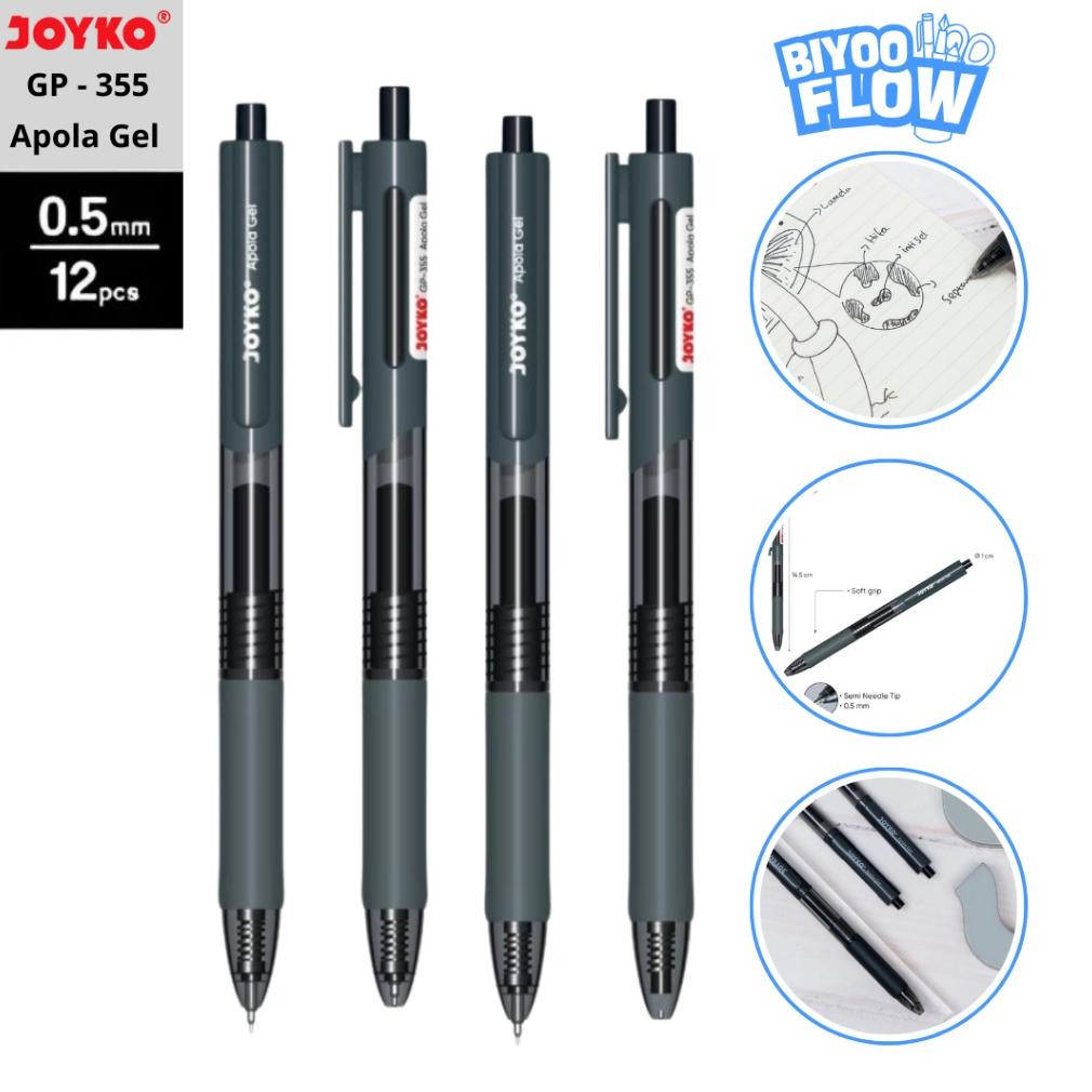 

Joyko 1 Lusin 12pc Gel Pen GP-355 Apola 0.5mm Black Bolpoin Pena Gel Hitam DiM