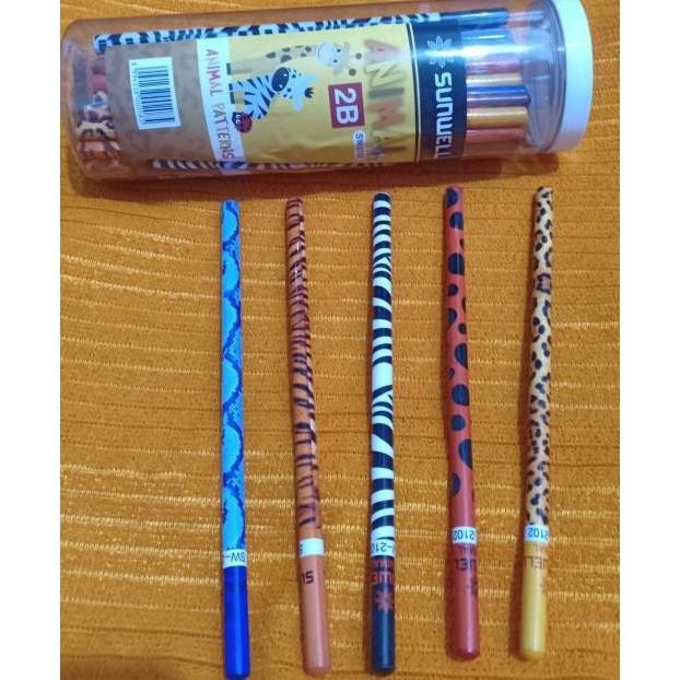 

1 Tabung/ 50 Pcs 50 Batang Pensil Tulis 2B Kayu Sunwell Animal SW-2102 DiM