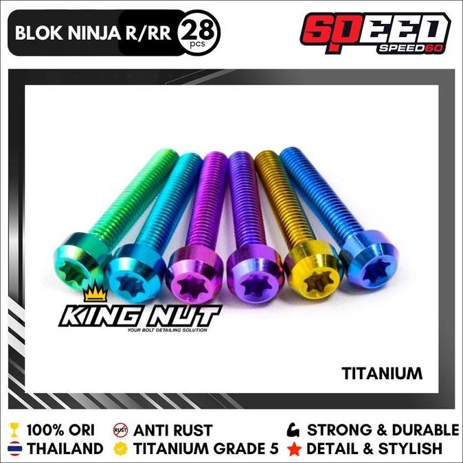 BAUT TITANIUM PROBOLT BLOK MESIN NINJA R RR NUT KING TH ORIGINAL RACING LOOK
