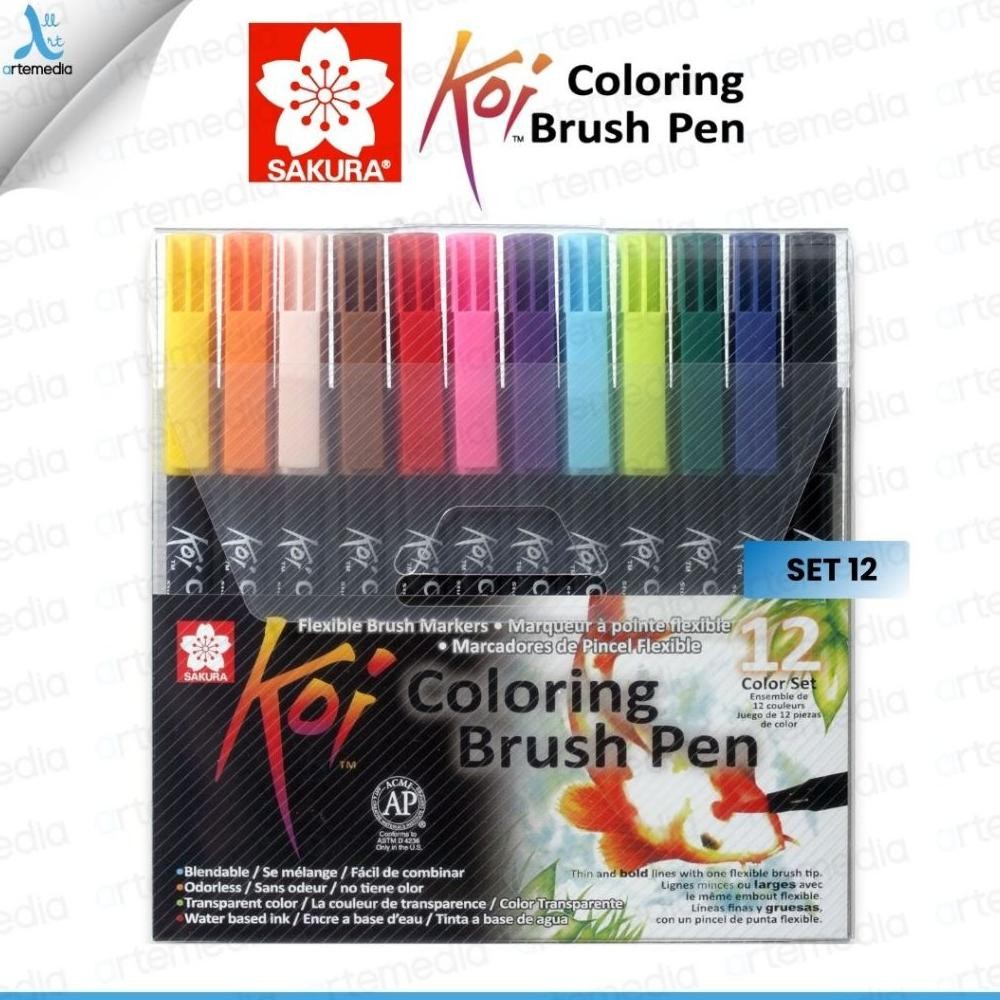 

Sakura Koi Coloring Brush Pen Set 12 Pena Kuas Warna Brush Pen DiM