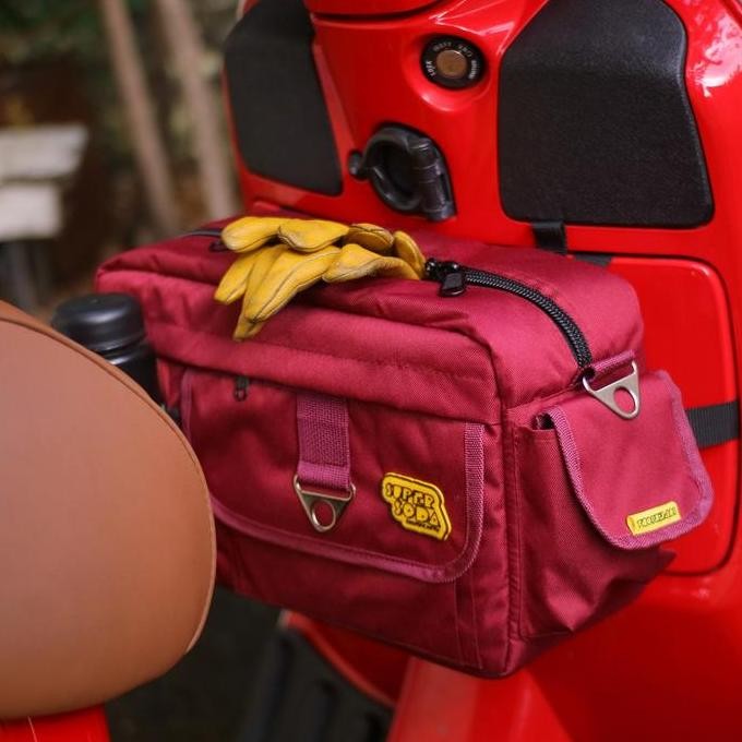 Tas Bagasi Vespa Supersoda Scooter Maroon Touring Size Hemat