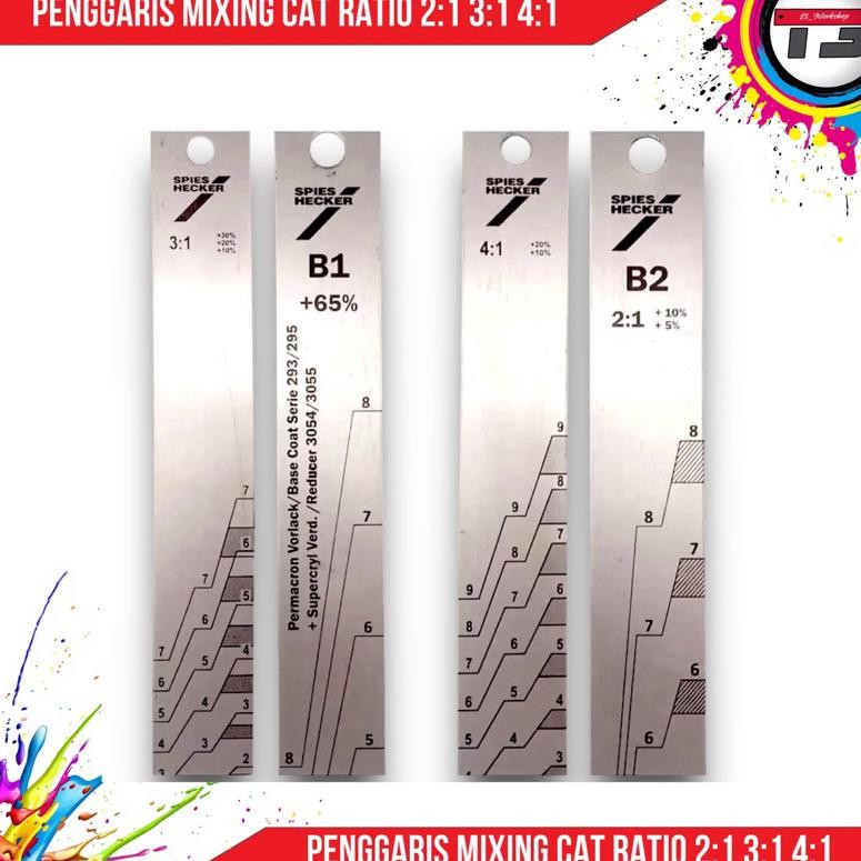 

Paint mixing stick penggaris ukur ratio 2:1 3:1 4:1 1set