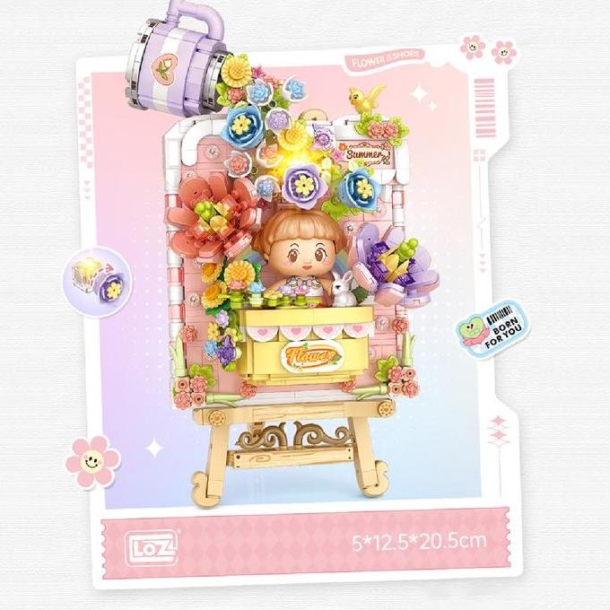 Block City - LOZ Block Spring Flower Painting Puzzle Block Brick Mainan Balok Lukisan