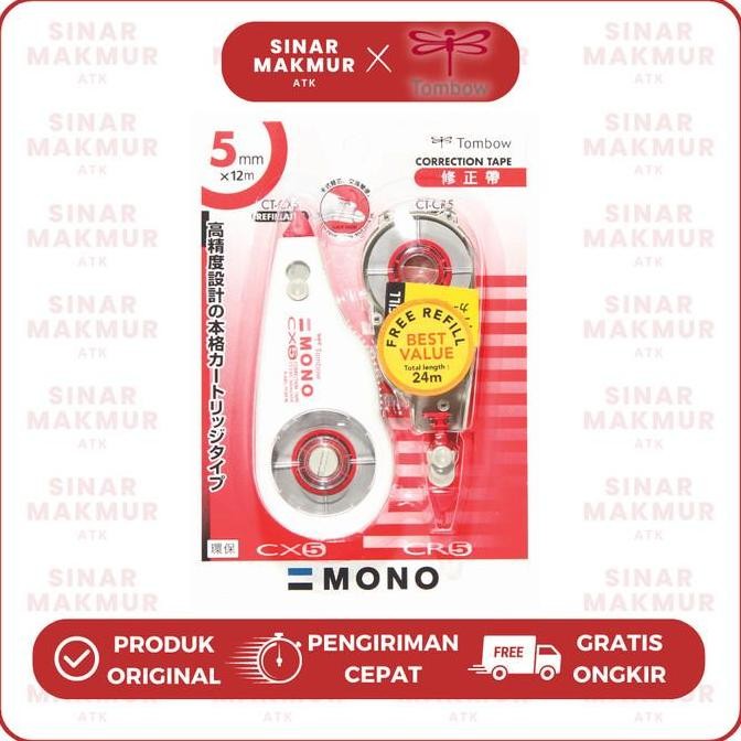 

Correction Tape/Tipex Kertas CT-CX 12 meter + Refill Mono Tombow (Set) murah