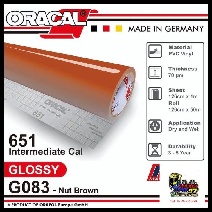 TERBARU STICKER ORACAL 651 - G083 NUT BROWN GLOSS STIKER [METERAN] 