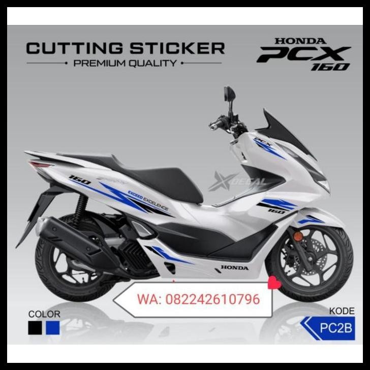 TERMURAH STRIPING CUTTING STICKER HONDA PCX PUTIH 2021 160CC BIRU HITAM SPORTY