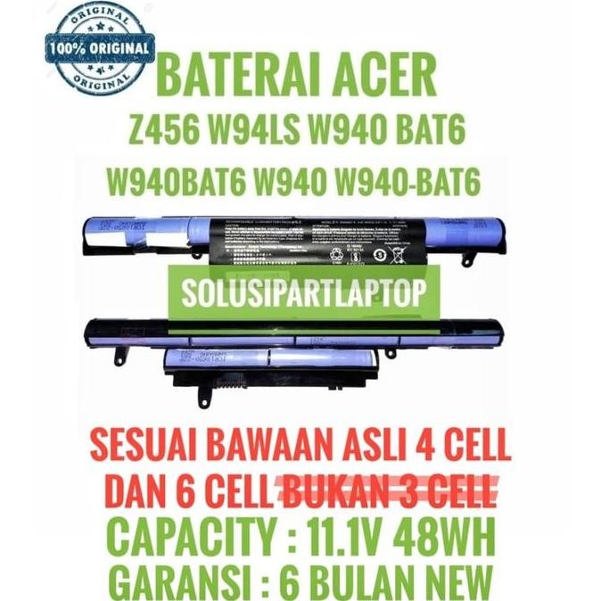 Baterai ORIGINAL Laptop Acer Aspire Z476 Z476-31tb Series W940BAT-4