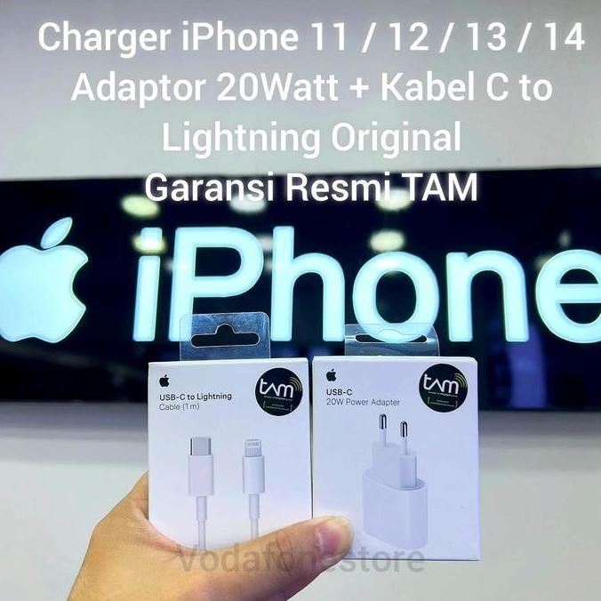 TERBARU - Charger iPhone Adaptor 20W + Kabel C to Lightning  Garansi Resmi TAM