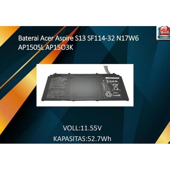 Baterai Acer Aspire S13 SF114-32 N17W6 AP1505L AP15O3K