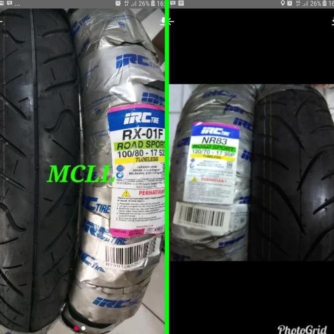 BAN LUAR IRC 100/80-17 DAN 120/70-17 (PAKET TUBELESS)