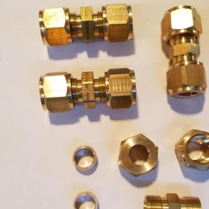 Union Connector Kuningan Untuk Pipa Tubing Tembaga 10Mm10Mm