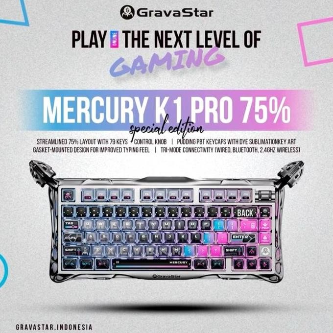 NEW GravaStar Mercury K1 Pro Wireless Mechanical Gaming Keyboard Special Edition Cyber Punk Keycaps