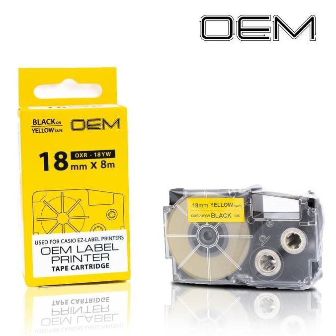 

OEM TAPE EZ LABEL CASIO 18MM BLACK INK YELLOW (OXR-18YW)