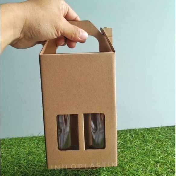 

new !!! @10pcs Handle Box Botol 250ml isi 2 ( 12x5,5x24cm )/ Box Hamper Minuman