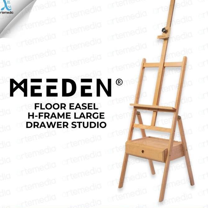 

Meeden Floor Easel H-Frame Large Drawer Studio Solid Wood Stand Lukis