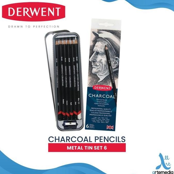 

Derwent Charcoal Pencil Drawing Set 6 Metal Tin