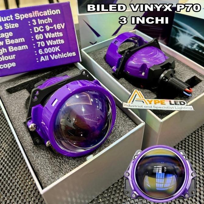 LAMPU BILED PROJIE PROJECTOR VINYX P70 3 INCH PURPLE LENS LASER HIGH BEAM ORIGINAL