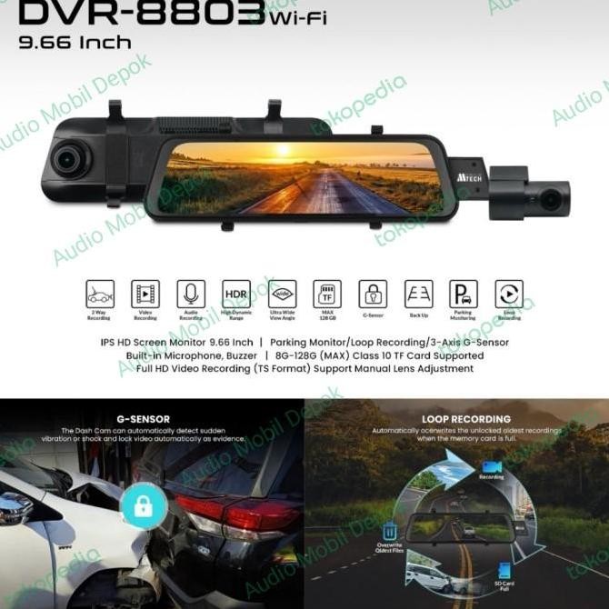 Dashcam Mtech MobileTech  Kamera Mobil 9,66" MTECH 8803 DVR WIFI Spion