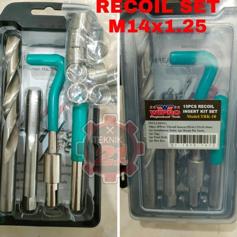 RECOIL SET M14x 1.25 HELICOIL M14 WIPRO TAP RECOIL M14 x1.25 WIPRO