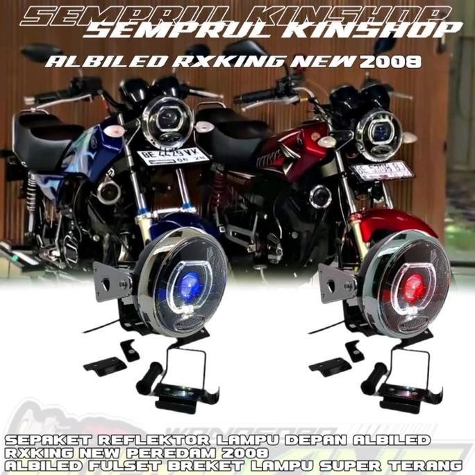 REFLEKTOR FULLSET LAMPU DEPAN BILED RX KING NEW 2008 PEREDAM SUPER TERANG BULAT UNIVERSAL MOTOR