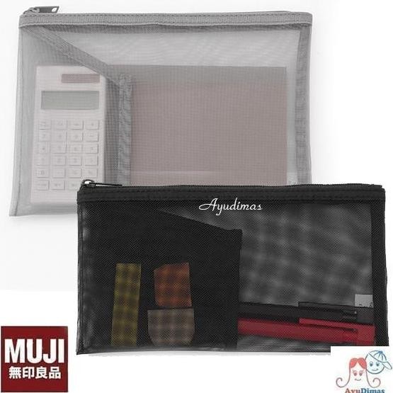 

Muji Nylon Mesh Pen Case / Pouch W Pocket - Tempat Pensil / Stationary