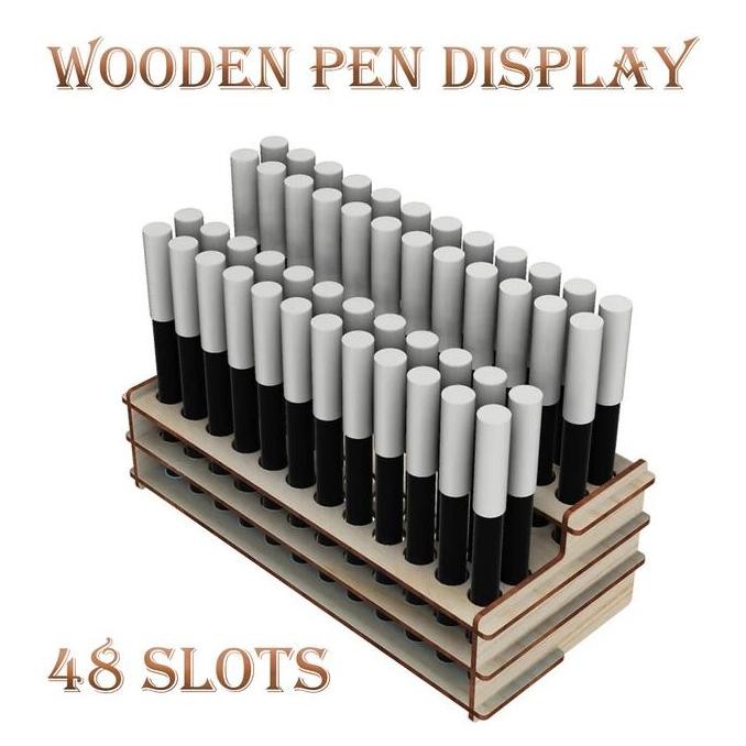 

Pen Display Stand Kayu 48 Slot Tempat Pensil Pulpen Lipstik Organizer WS6