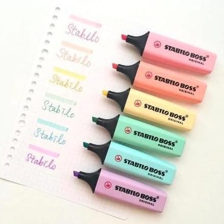 

(6 Pcs) Stabilo Boss Pastel Original Highlighter Set Semua Warna Pink Yellow New Stok