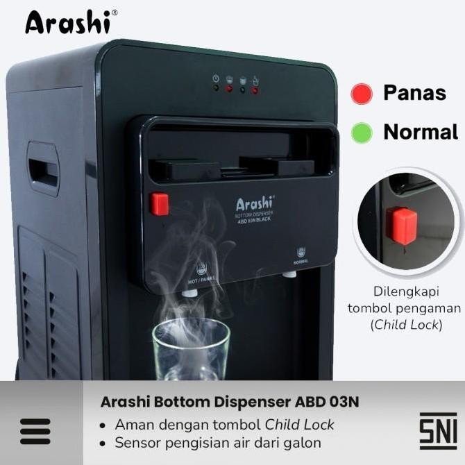 Dispenser Arashi Abd 03C Galon Bawah Fungsi Panas Normal Dispenser Galon Bawah Arashi Dispenser Pana