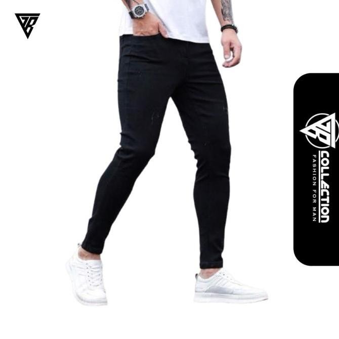 

Celana Jeans Pria Hitam Slimfit - Bahan Stretch Melar Model Pensil Panjang