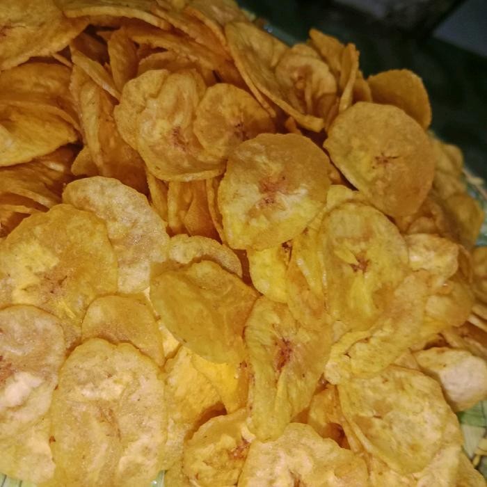 

Rkm 1Kg Kripik Pisang Kepok Koin Gurih Asin Keripik Cemilan