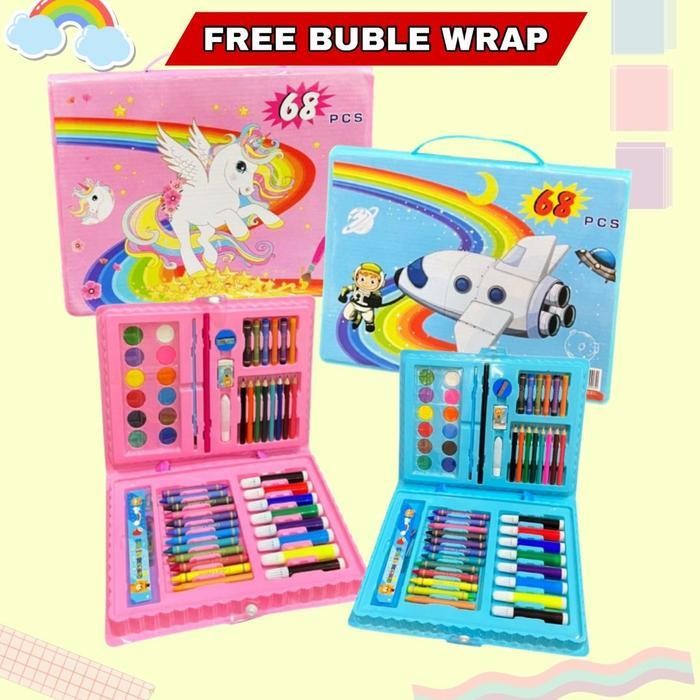 

EMS Drawing Set 68 pcs / Crayon Set 68 pcs / Art Set 68 pcs / Set Krayon Mewarnai dan Melukis Lengkap dengan Cat Air Kuas Pensil