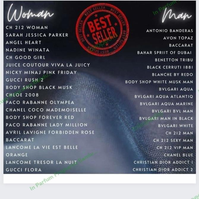In Parfum Bandung 35-100Best Seller Original Parfum Murah Normal Super