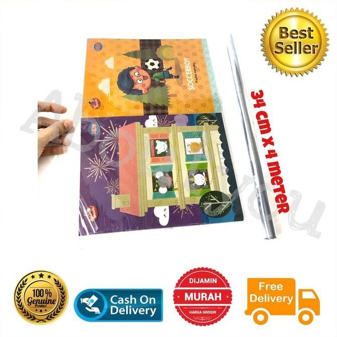 

10 Roll Sampul Buku Mika Gulung Sampul Plastik Roll Bening 34Cm X 4 Meter Stationery New Stok