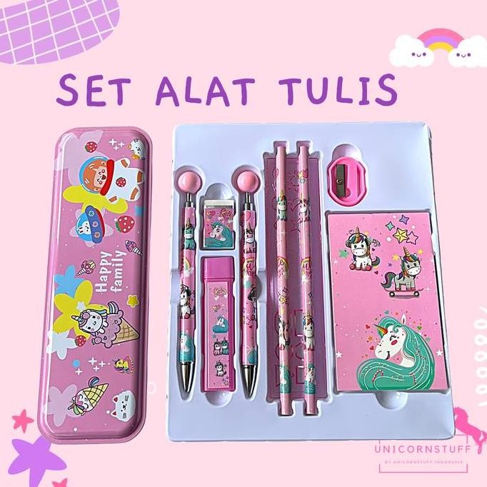 

10In1 Paket Alat Tulis Set Stationary Tempat Pensil Perempuan Kado New Stok
