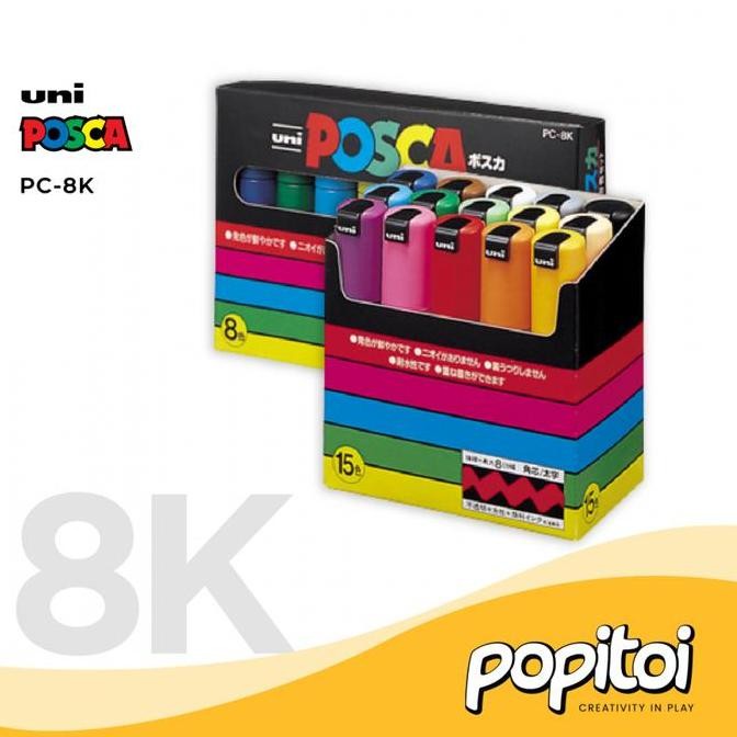 

Uni Posca Pc-8K Acrylic Marker Set 8 15 Colors Thick Square Tip Spidol Warna Warni New Stok
