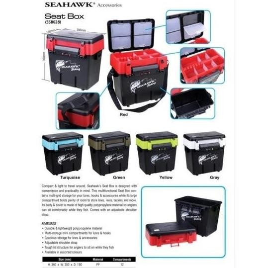 Premium Box Pancing Tackle Box Seat Box Seahawk Kotak Perlengkapan Besar Kokoh Tool Box Multifungsi