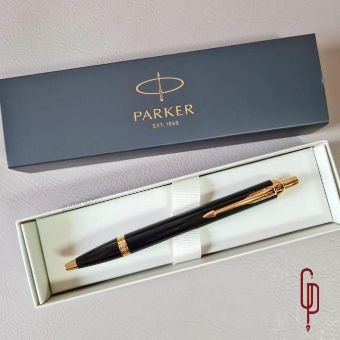 

Pulpen Parker Im New Black Gold Trim ( Klip Emas ) Ball Point Original New Stok
