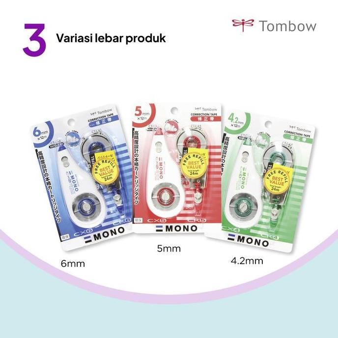 

Correction Tape Tombow (Ct-Cx6Cr6) + Free Refill - Biru New Stok
