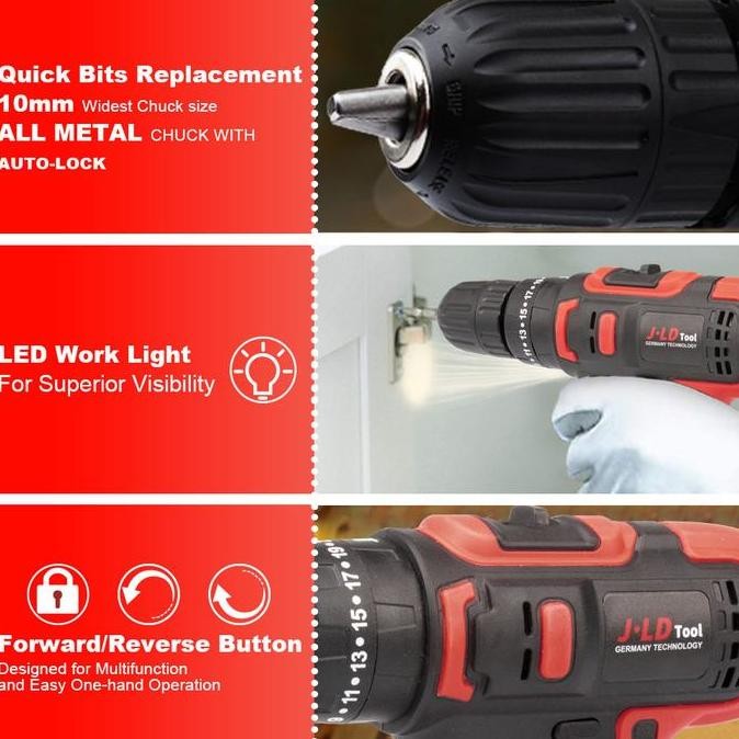 JLD 36V Mesin bor baterai 36-2 bor Impact listrik bor cordless bor cas