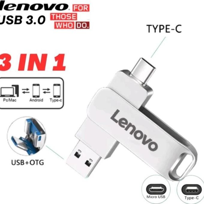 NEW Original Flashdisk Lenovo 3 in 1 Type C 3.0 USB High Speed  2TB 1TB