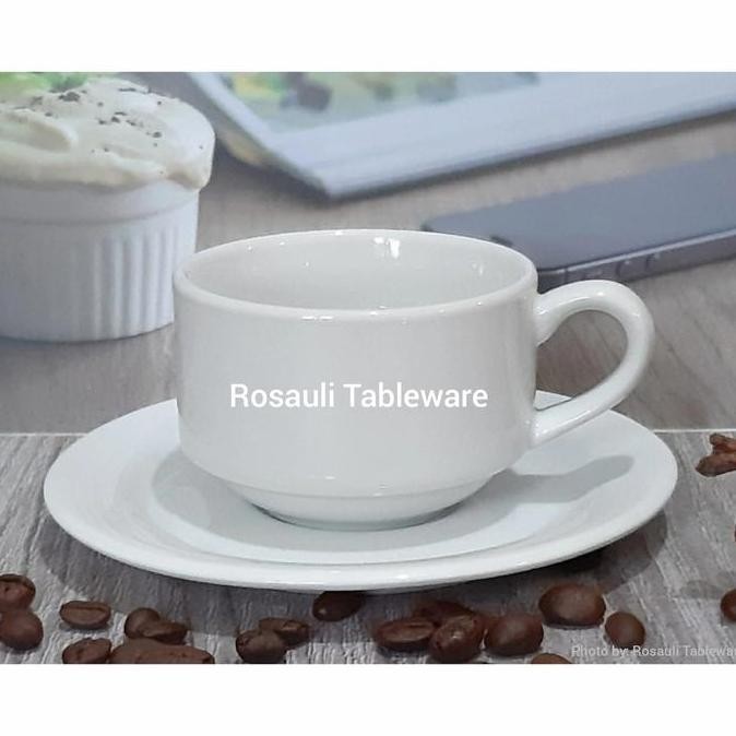 TERLARIS - Cangkir Set Keramik | Kopi | Teh | Hotel Ware | Putih Polos | 6 pasang