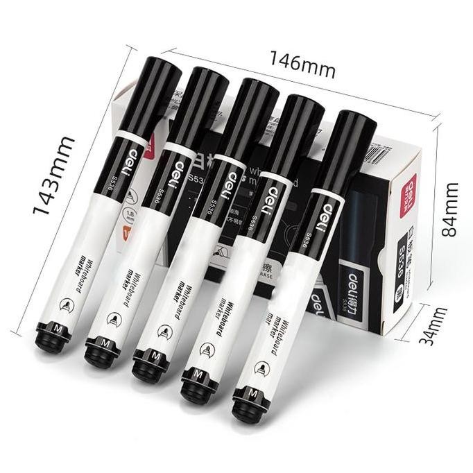 

Deli Whiteboard Marker / Spidol Papan Tulis Bisa Dihapus Isi 10 Pcs Hitam/Biru/Merah S536-10Pcs New Stok