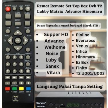 TANPA SETTING Remot Remote Stb Set Top Box Dvb-T2 Luby New/Matrix Silver/Advance/Infico/Supper HD/We