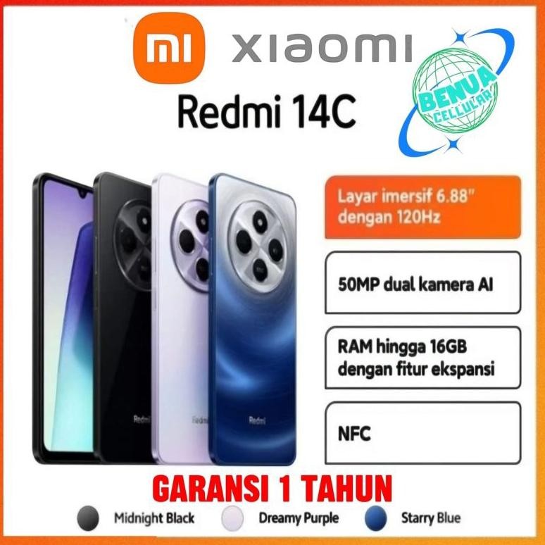 TERMURAH [NEW LAUNCH] HP XIOMI REDMI 14c Ram 8+256GB GARANSI 1 TAHUN DiM