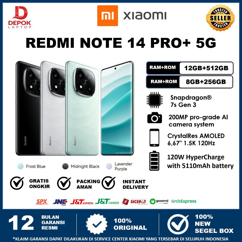 Xioami Redmi Note 14 Pro+ 5G 12/512GB - NFC - 6,67" Amoled 120Hz - Garansi Resmi Xiaomi Indonesia Di