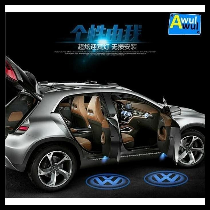 DISKON LAMPU PINTU MOBIL LED LOGO VW VOLKSWAGEN GOLF TIGUAN TOUAREG SCIROCCO 