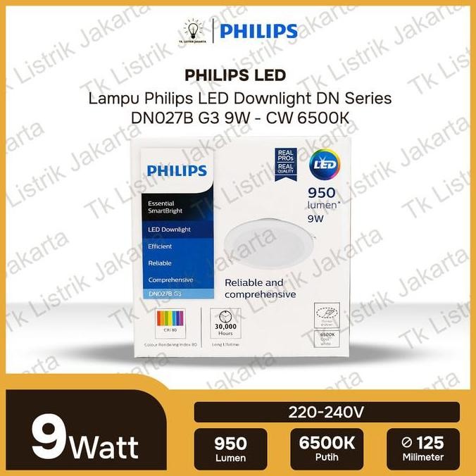 Philips Downlight LED Plafon DN027B Gen 3 LED9 9W D125 Lampu Rumah Hemat
